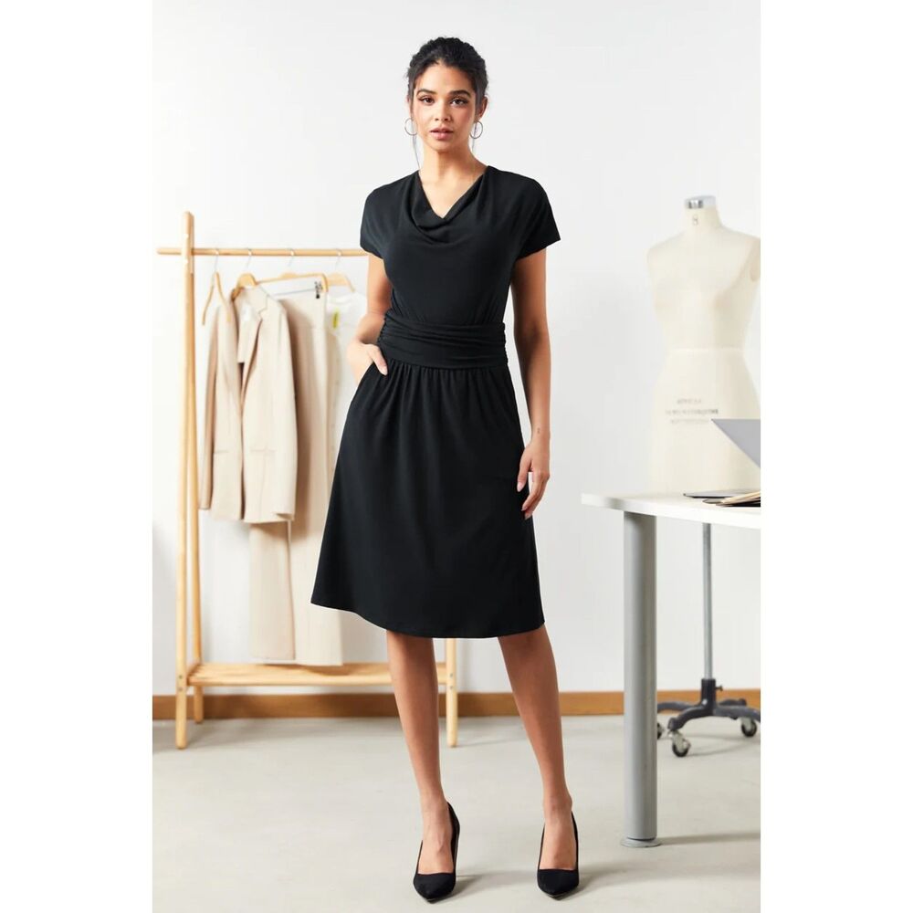 BETABRAND HEATHERED BLUE BAMBOO FABRIC BUTTERY SOFT STRETCHY CANOPY DRESS SZ. L